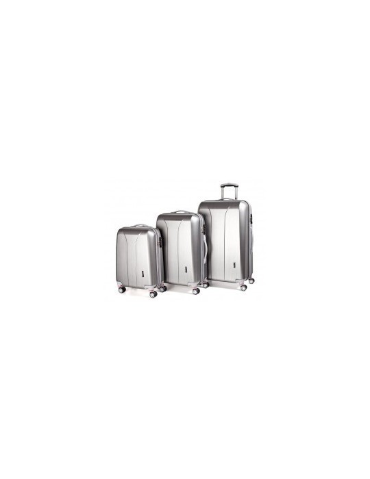 March New Carat Set Bagages à main + taille moyenne et grande, Silver Brushed