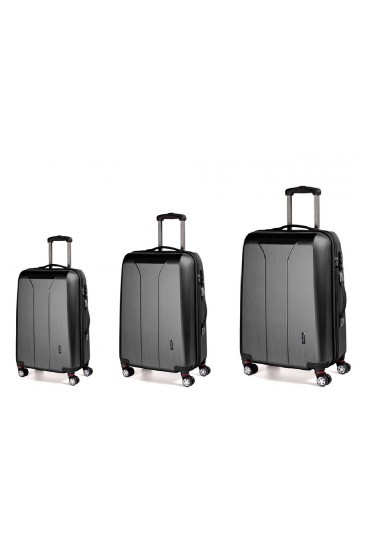 March New Carat luggage set Hand luggage + medium and large size, Black Brushed