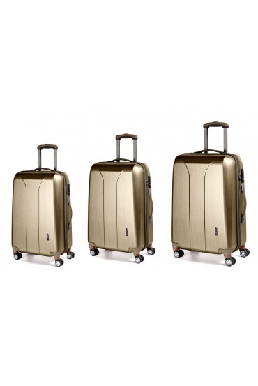 March New Carat luggage set Hand luggage + medium and large size, Gold Brushed