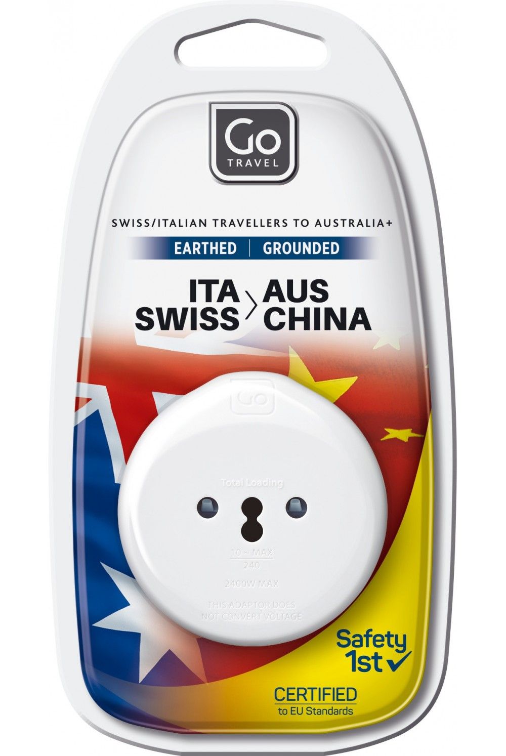 Adaptateur de voyage Go Suisse / Italie - Australie, Chine, Nouvelle-Zélande