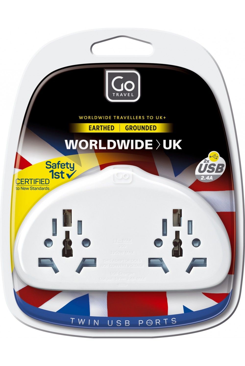 Go Travel Duo Adaptor + USB partout dans le monde - UK