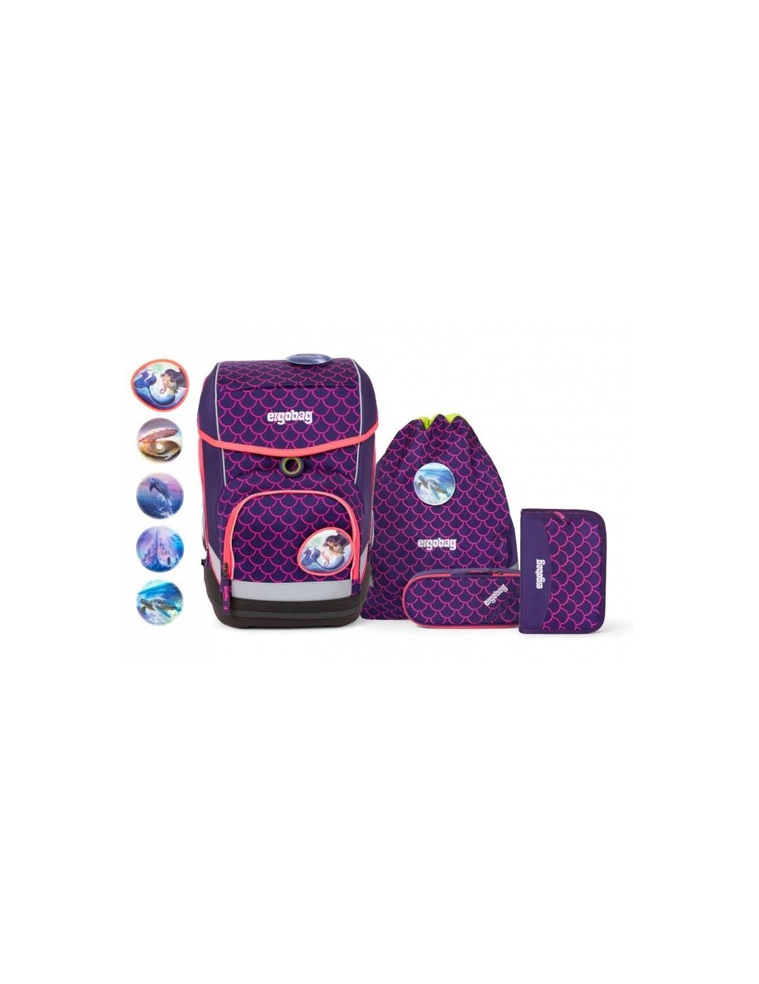 ergobag cubo school backpack set 5 pieces Lumi Edition PerlentauchBaer