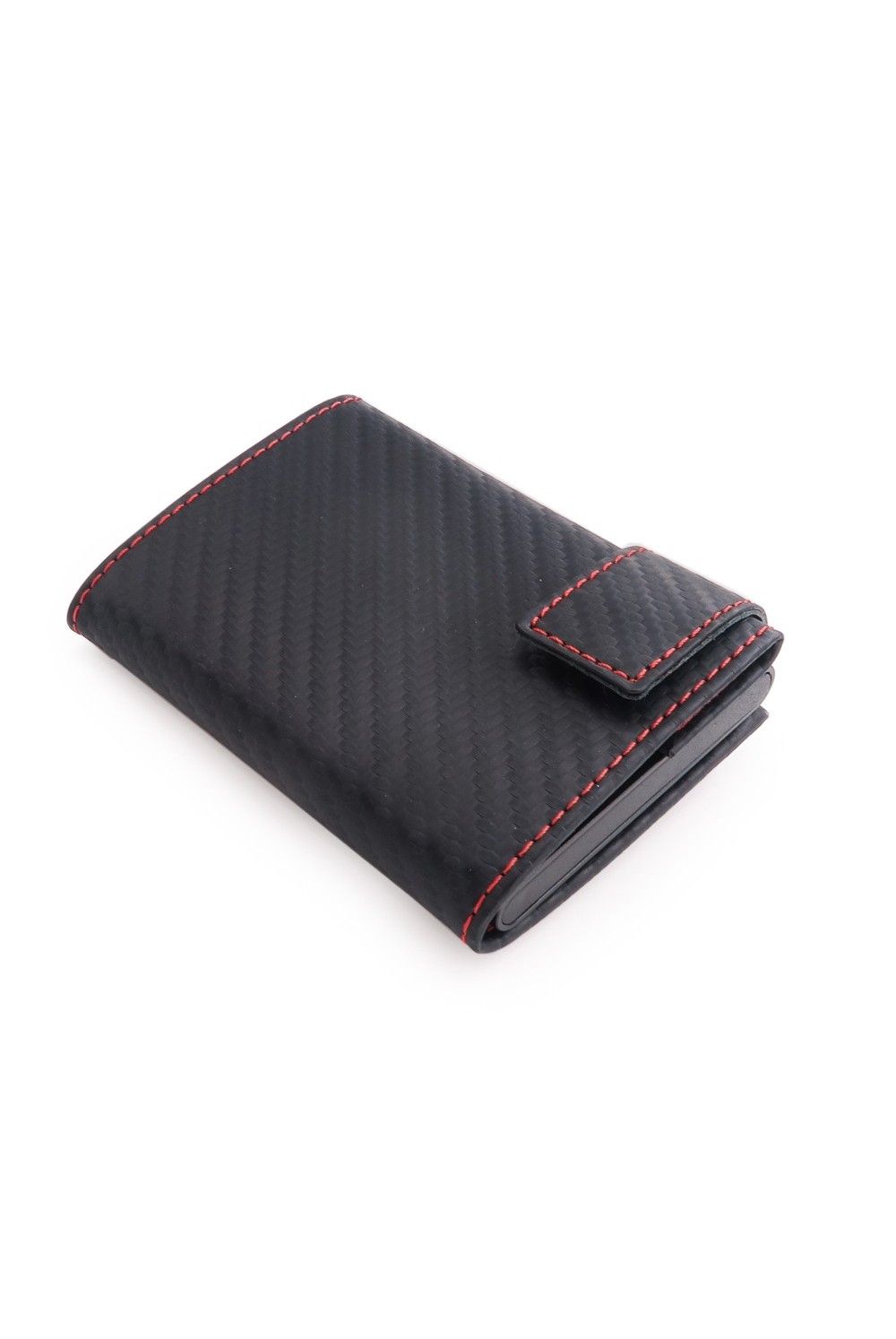 SecWal Card Case RV Leather Carbon Black-Red