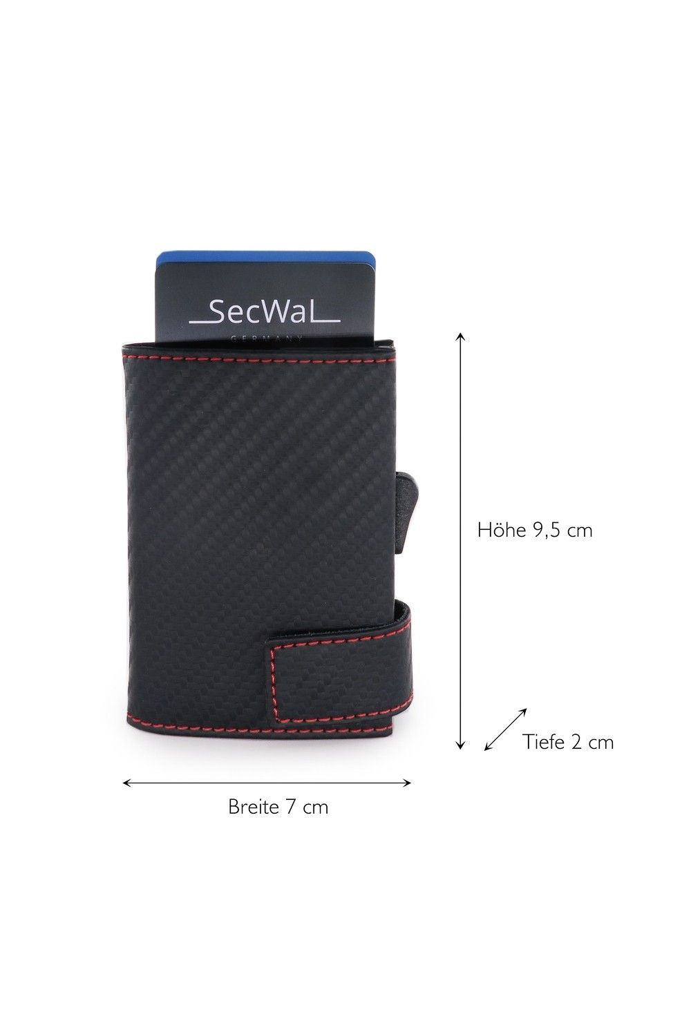 SecWal Card Case RV Leather Carbon Black-Red