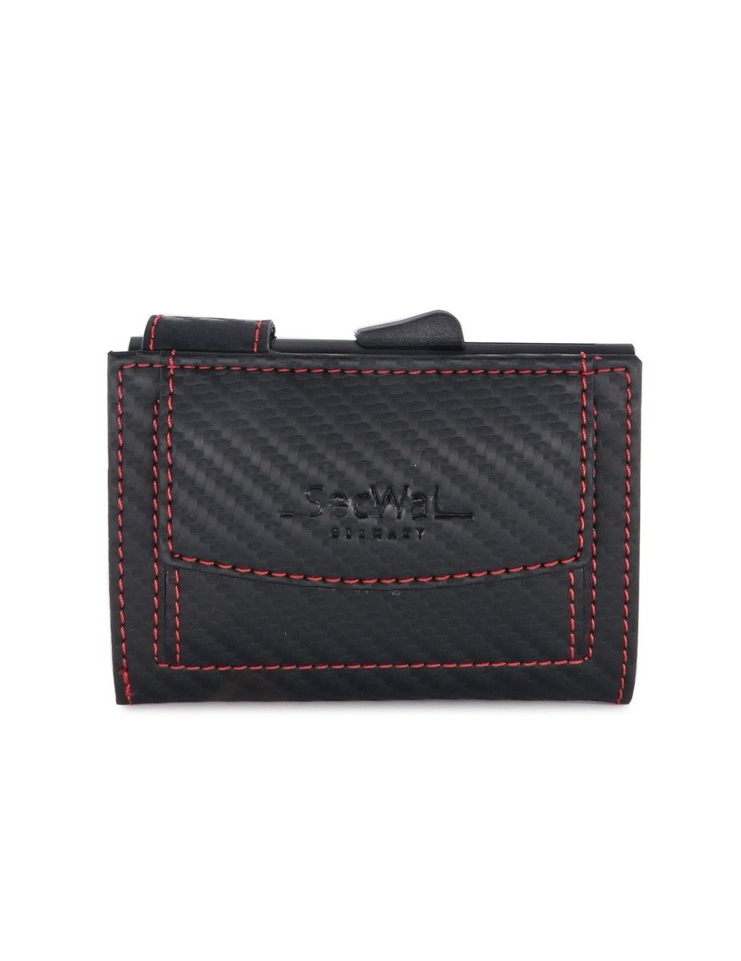 Porte-cartes SecWal DK Leather Carbon noir-rouge