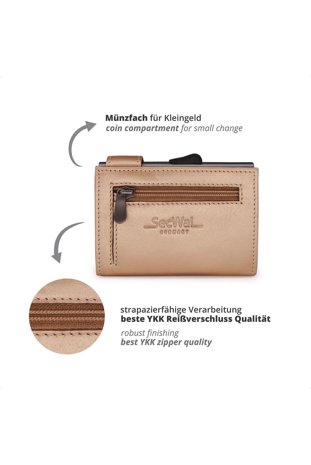 SecWal Card Case RV Leather Metallic Rosé