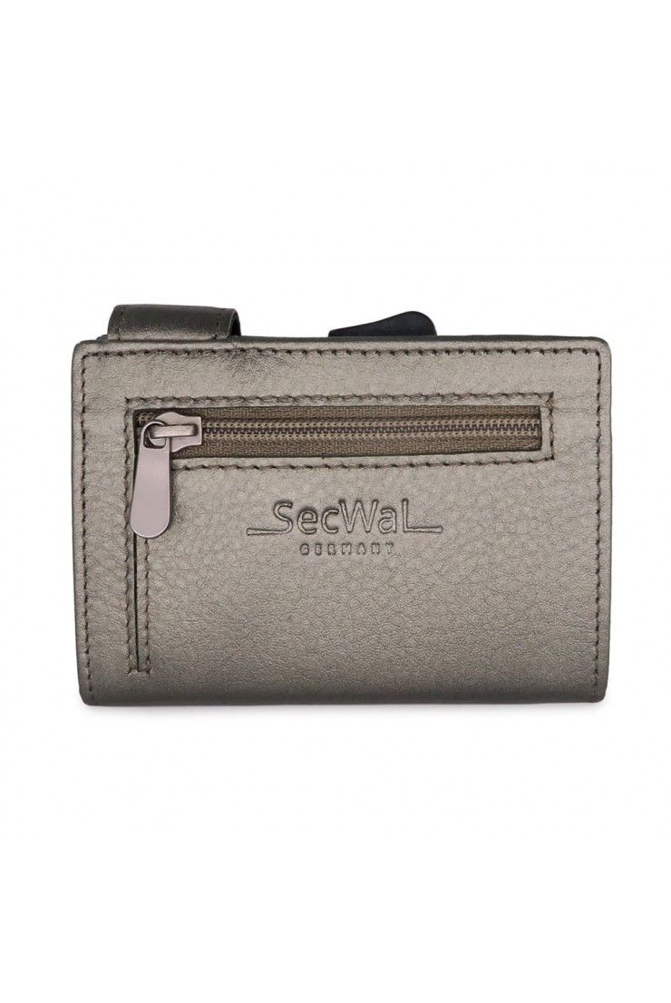 SecWal Card Case RV Leather Carbon Metallic grey