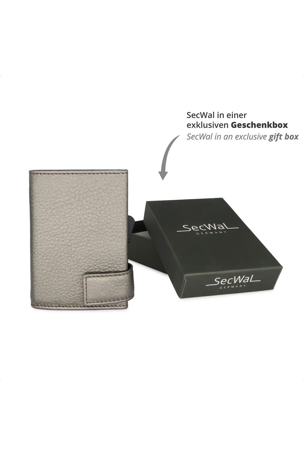 SecWal Card Case RV Leather Carbon Metallic grey