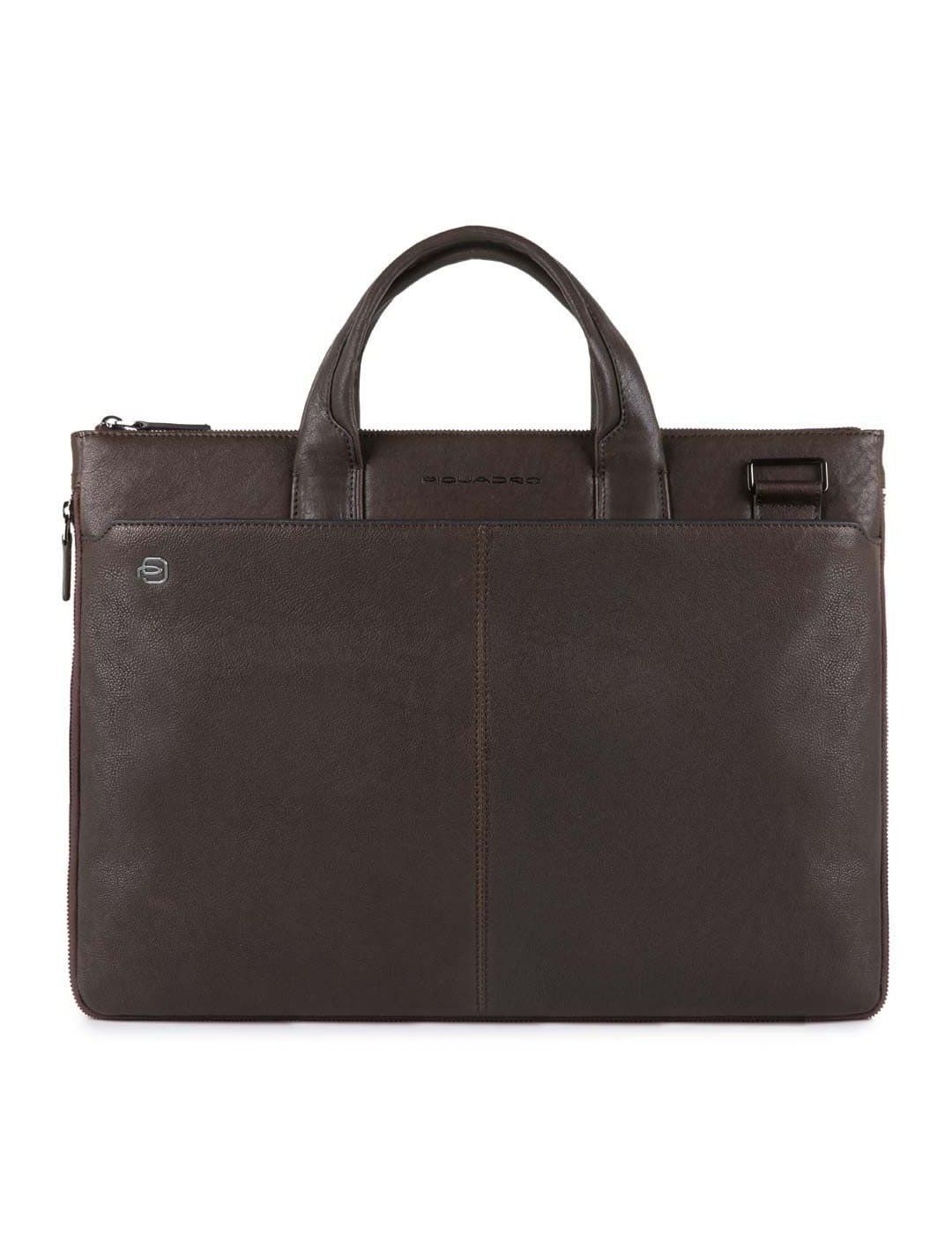 Narrow, expandable laptop bag Piquadro Black Square 15.6 inches
