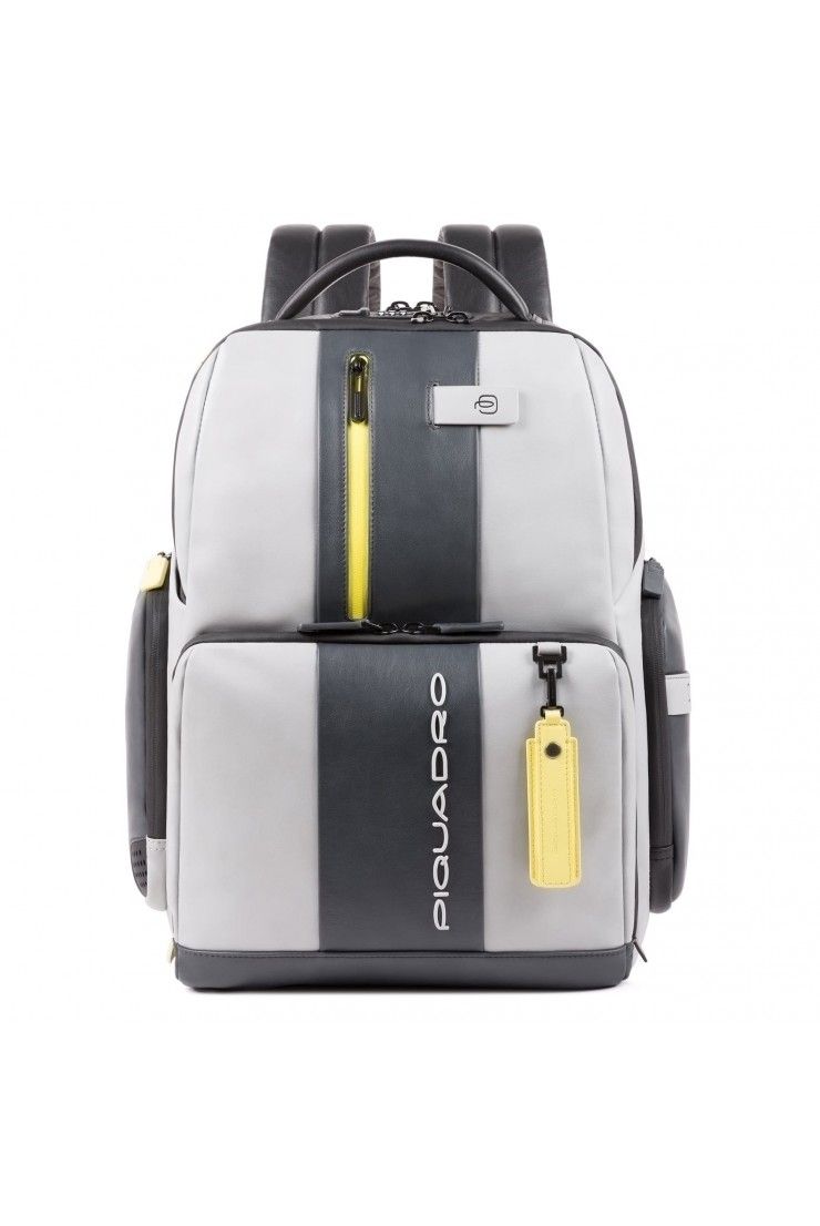 Laptop backpack Piquadro Urban 15.6 inches made of leather with USB port