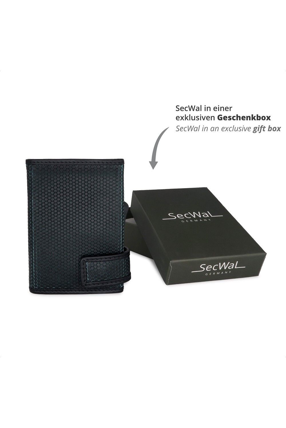 SecWal Card Case RV Leather black-turquoise