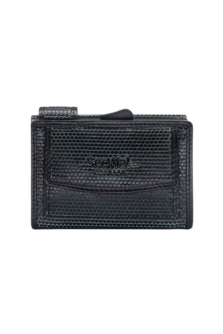 SecWal Card Case DK Leather black-turquoise