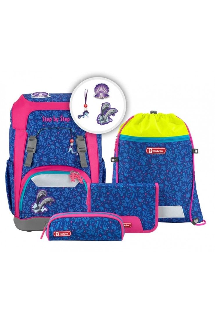 Step by Step Giant school backpack 5 parts Happy Dolphin