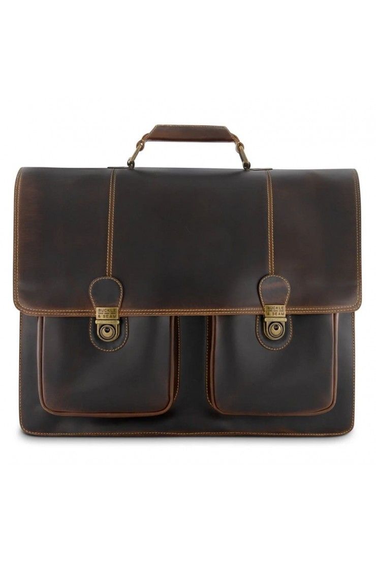 Leather Briefcase Nevada Bag Buckle & Seam