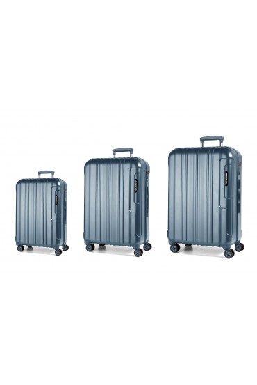 March Cosmopolitan Kofferset Handgepäck + mittlere und grosse Grösse, Metallic Blue