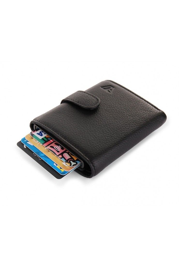 Roncato card case Iron Total Black grained leather