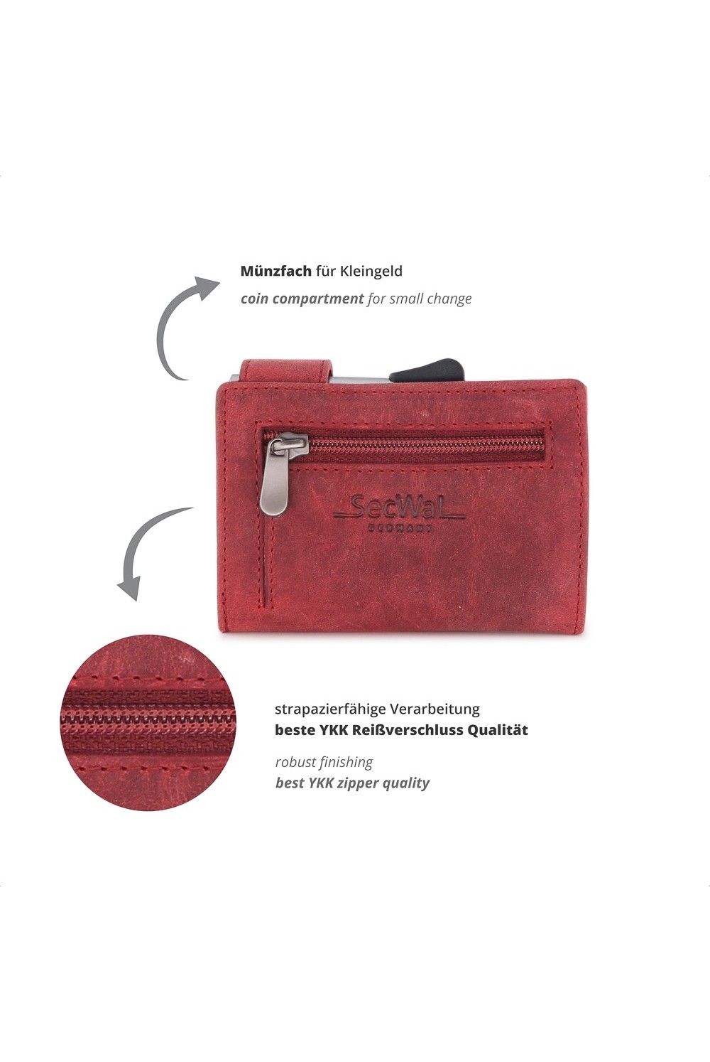 SecWal Card Case RV Leather Hunter Red