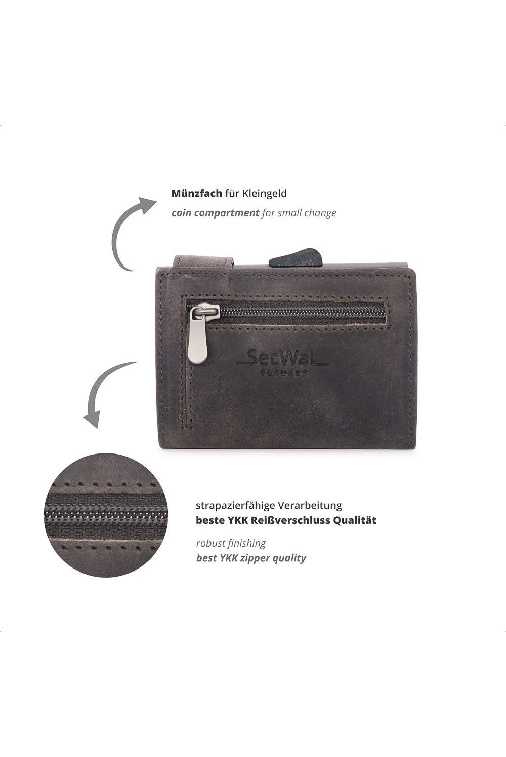 Porte-cartes SecWal RV Leather Hunter Gris