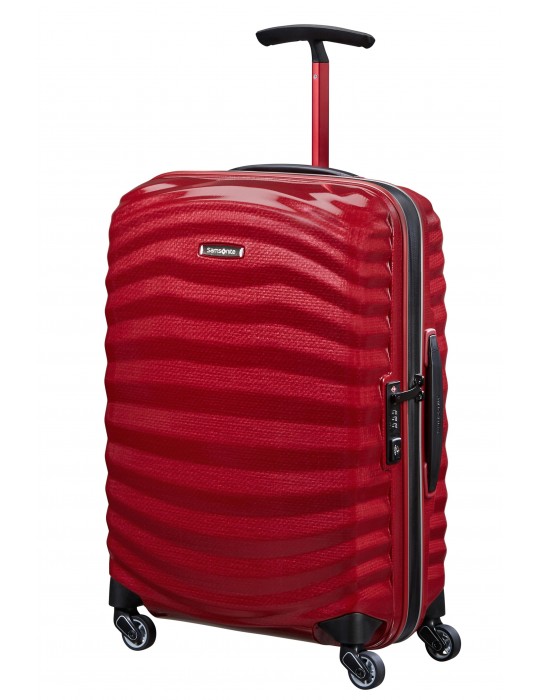 Samsonite Lite Shock Sport 55cm 4 wheel hand luggage Bright Red/Silver