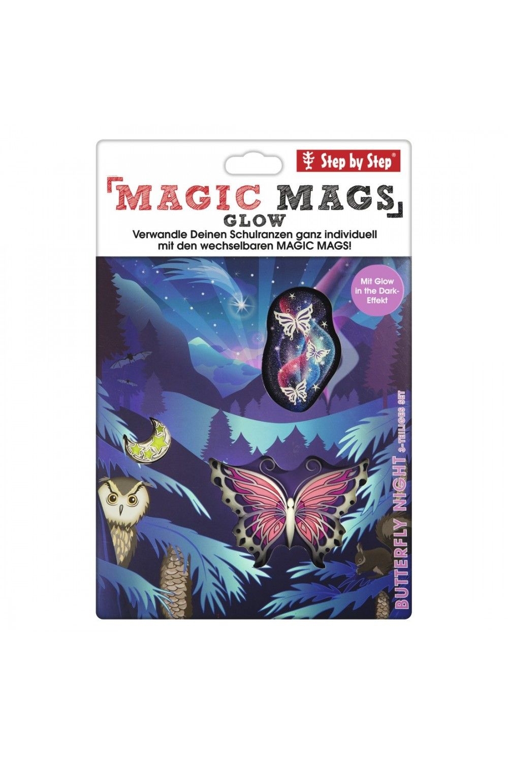 Step by Step Magnetic Motif Magnétique Mags GLOW Butterfly Night