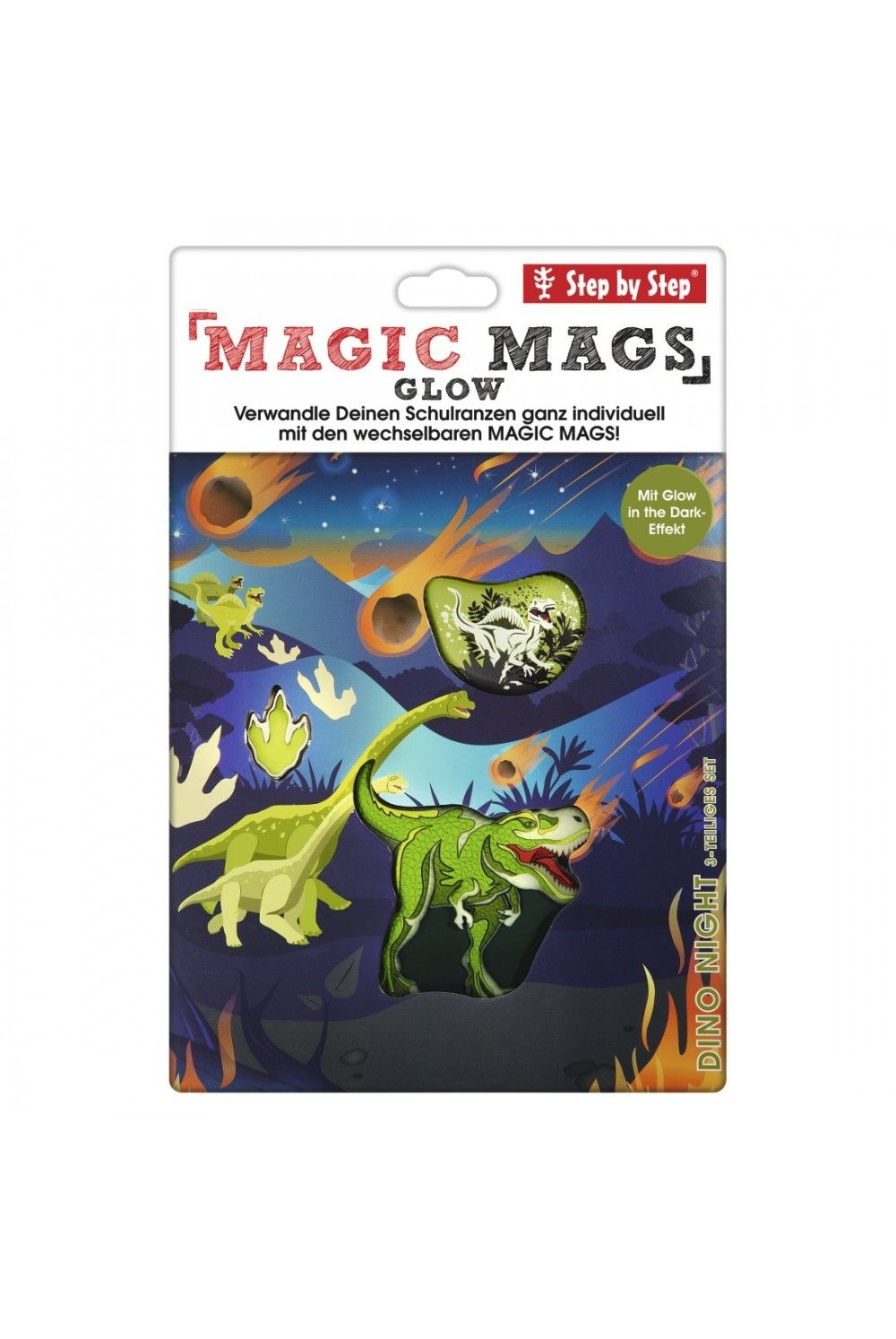 Step by Step Magnetic Motif Magnétique Mags GLOW Dino Night