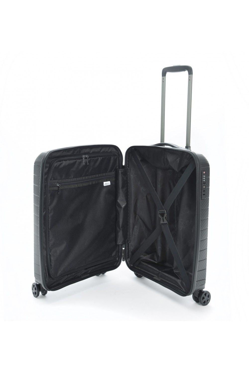 Hand luggage suitcase AIRBOX AZ18 55cm 4 wheels black