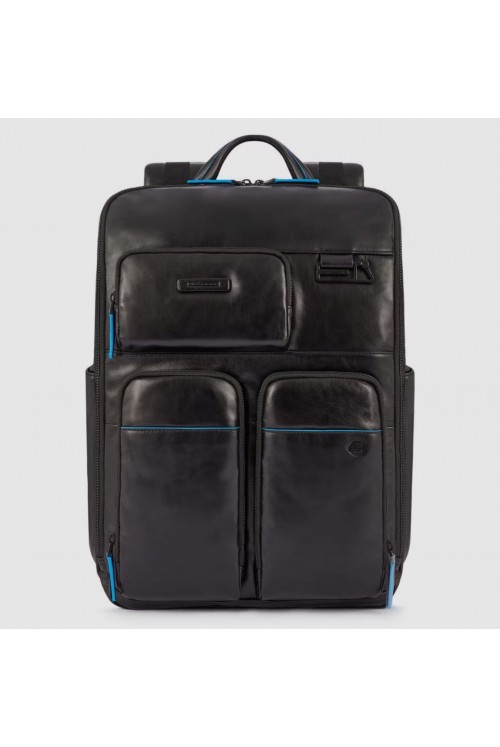 Laptop backpack Piquadro Blue Square 15.6 inches made of leather CA5381B2V