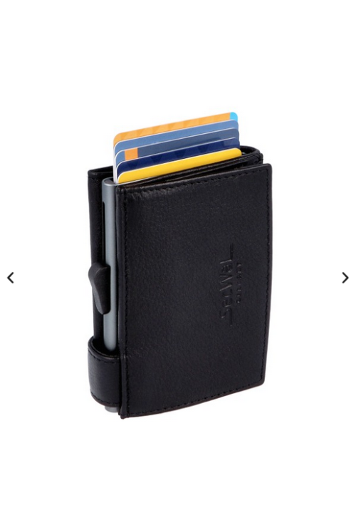 SecWal card case leather XL coin compartment black