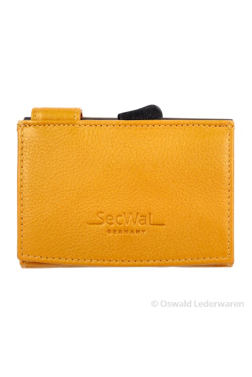 SecWal card case leather XL coin compartment yellow