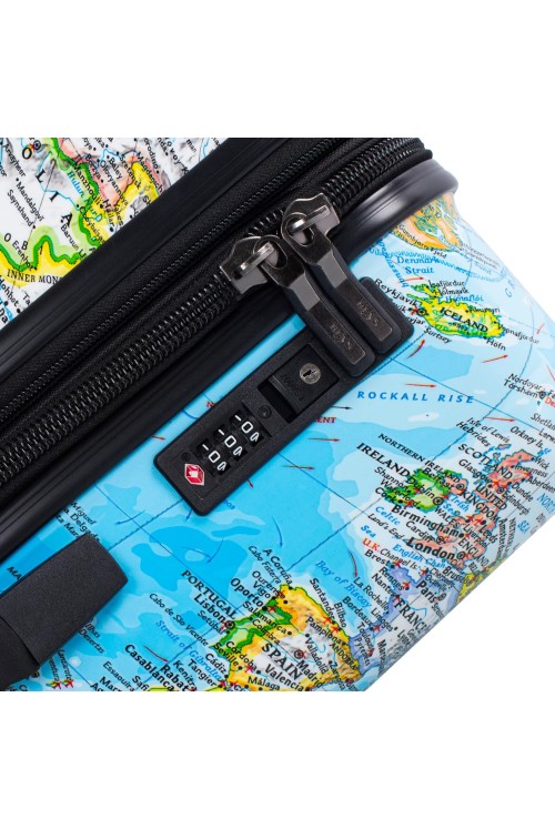 Suitcase Heys Journey 3G Blue Map 4 wheel large 76cm expandable