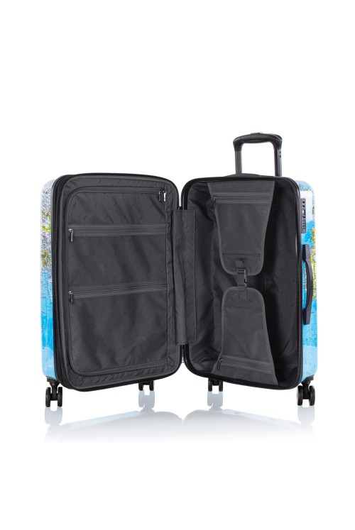 Suitcase Heys Journey 3G Blue Map 4 wheel medium 66cm expandable