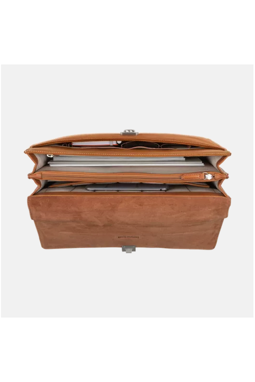 Briefcase Leonhard Heyden Bergamo 2 compartment light brown