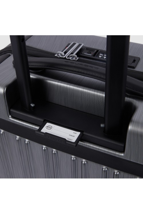 Hand luggage suitcase PQ-Light Piquadro 55cm 4 wheels black/gray brushed