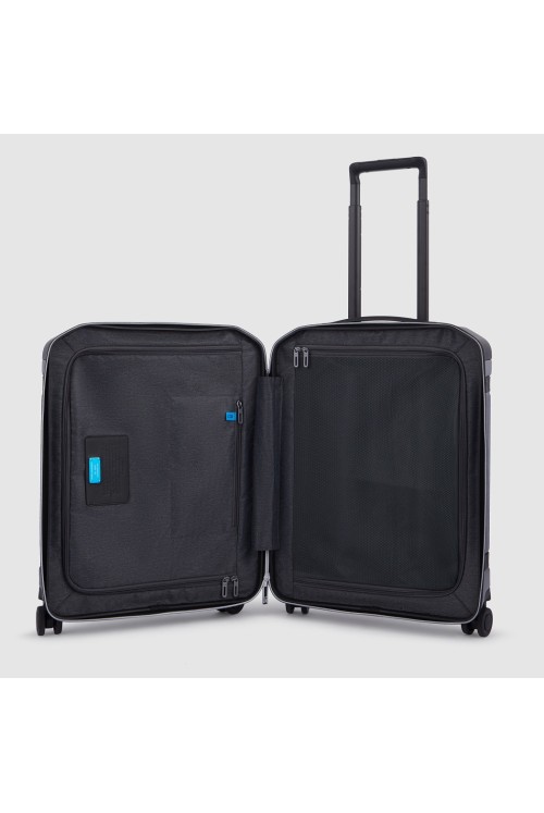 Handgepäck Koffer PQ-Light Piquadro 55cm 4 Rad schwarz/grau meliert