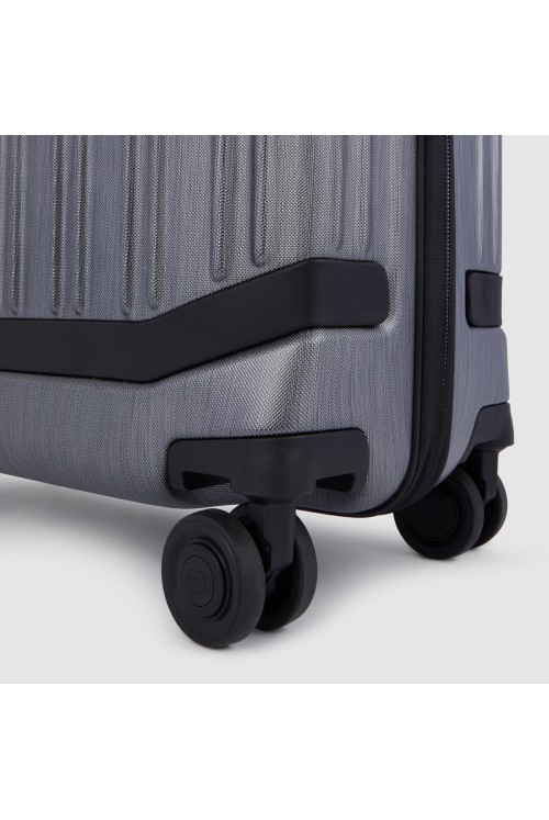 Hand luggage suitcase PQ-Light Piquadro 55cm 4 wheels black/gray brushed