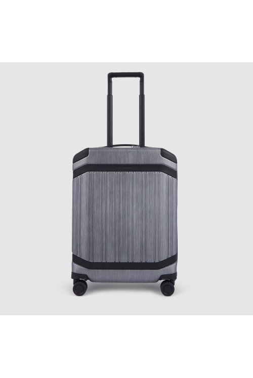 Handgepäck Koffer PQ-Light Piquadro 55cm 4 Rad schwarz/grau meliert