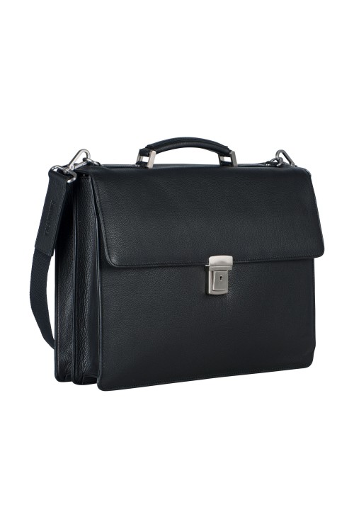 Briefcase with flap Leonhard Heyden Berlin 2 compartments black