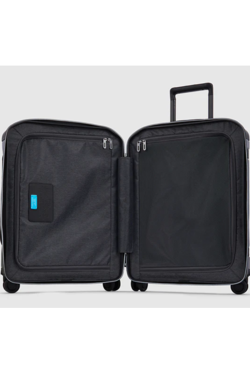 Handgepäck mit Aussenfach Koffer PQ-Light Piquadro 55cm 4 Rad schwarz/grau meliert