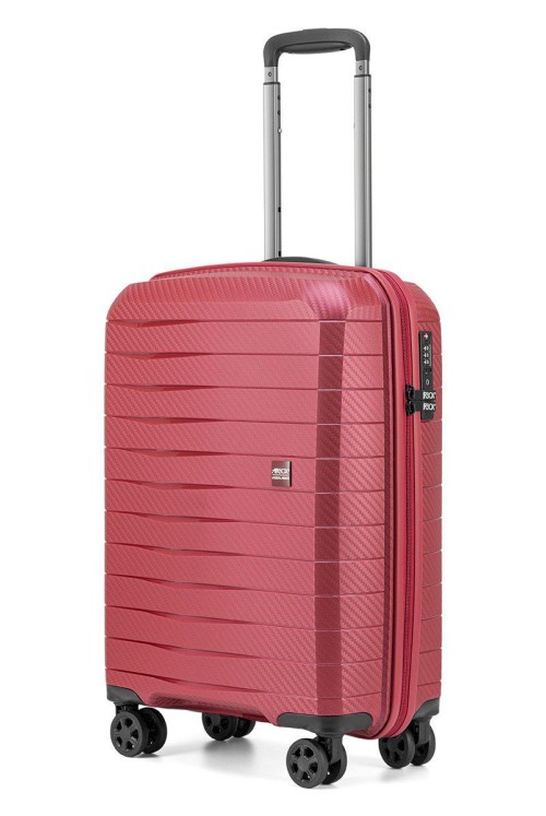 Hand luggage suitcase AIRBOX AZ18 55cm 4 wheels Rasperry Red