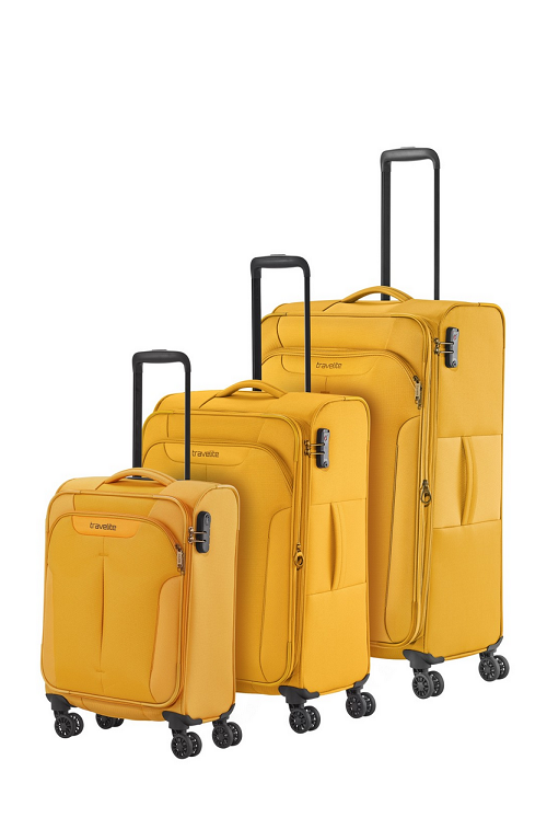Soft luggage suitcase set Travelite Croatia 3 pieces Curry