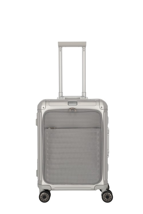 Aluminum suitcases Travelite next hand luggage front compartment 55 4 wheel silver