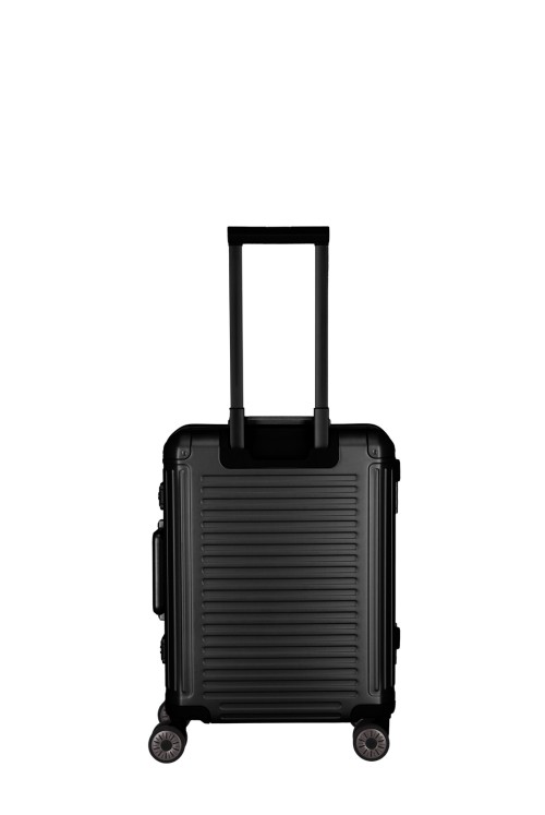 Aluminium Koffer Travelite NEXT Handgepäck Frontfach 55 4 Rad matt schwarz